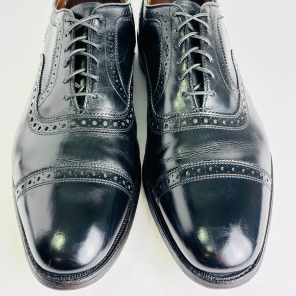 Vintage Allen Edmonds "Argonaut" Men's Leather Cap-Toe Oxfords 10.5 D Black - Picture 6 of 16